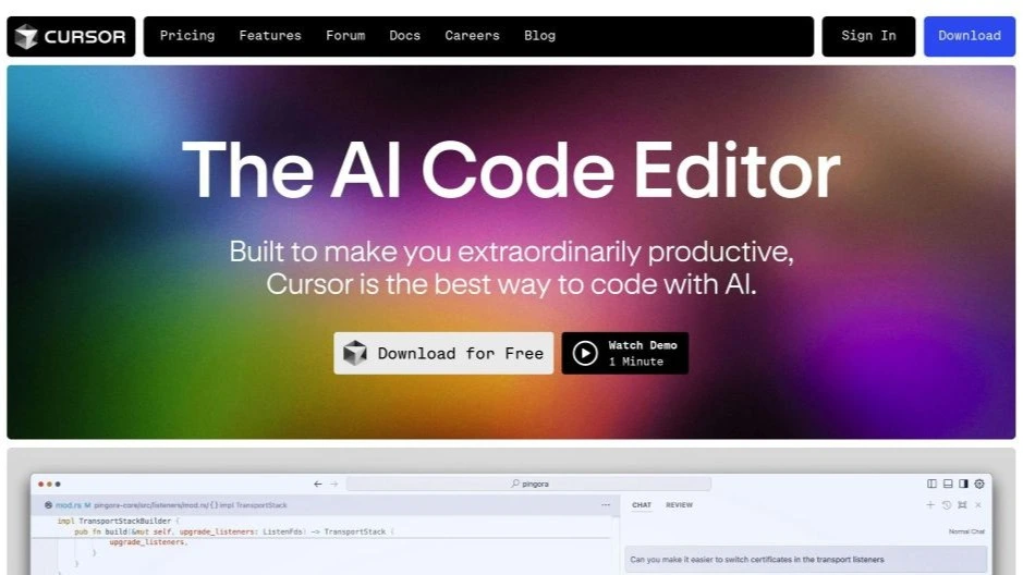 Cursor AI assistant integrated with VS Code for real-time code writing, refactoring, and debugging