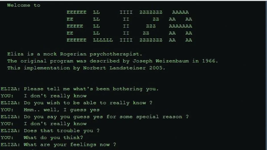 Eliza - 1966 First Chatbot Simulating Therapist