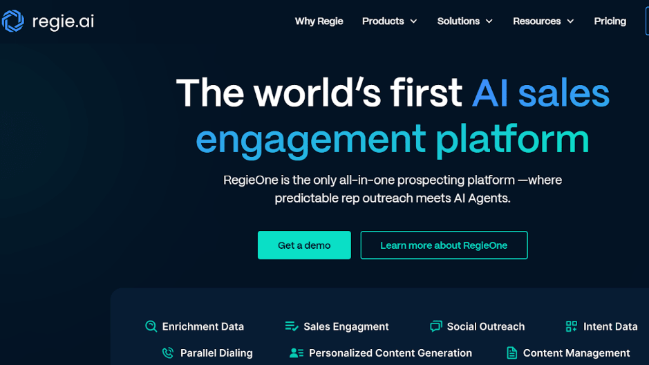 Regie.ai sales engagement platform combining AI agents with prospecting automation