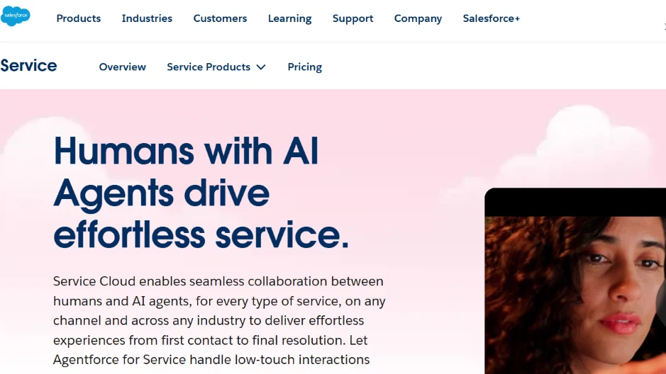 Salesforce Einstein Service Cloud dashboard with AI routing and agent suggestions