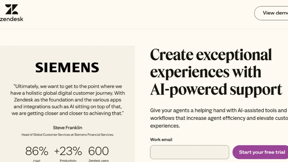 Zendesk customer support dashboard with analytics and omnichannel tools