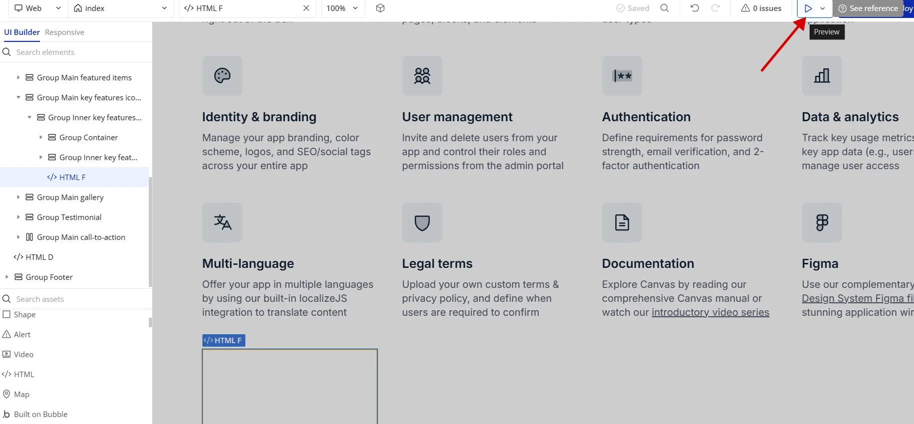 Preview the Bubble app to test the Robylon chatbot integration